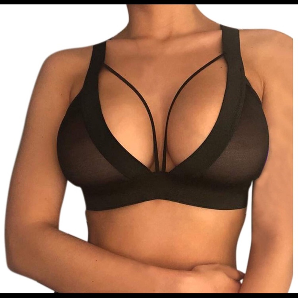 NW Black Elastic Cage Bra Lingerie Bikini Top